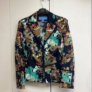 Doncaster Sport Black and Green Floral Blazer with matching shirt and scarf